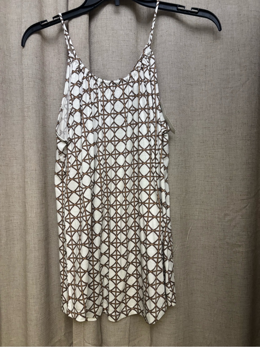 Banana Republic Cream Tank Top with Brown Geo Print
